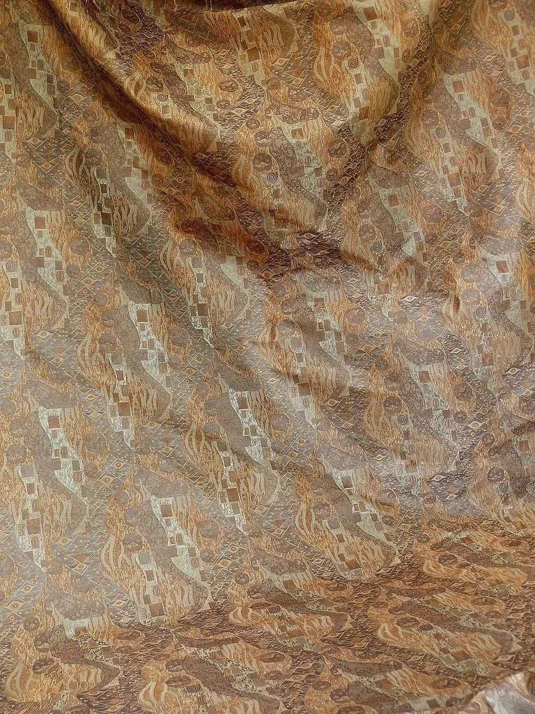 Bty Klimt 100% Silk Lampas! Art Deco 440 Cloudy Green Bronze Brown MSRP USD 275/y