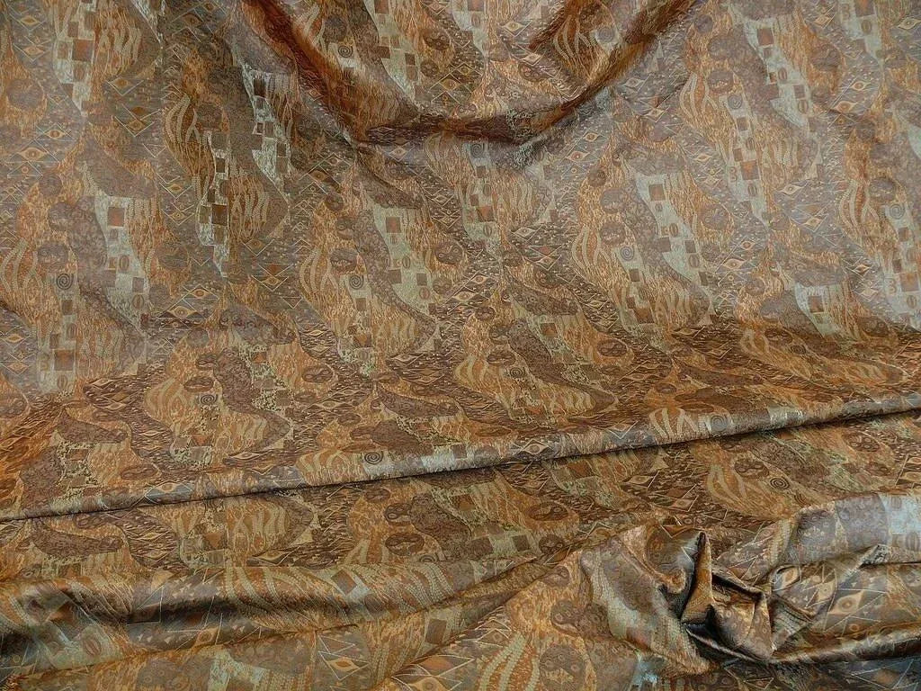 Bty Klimt 100% Silk Lampas! Art Deco 440 Cloudy Green Bronze Brown MSRP USD 275/y