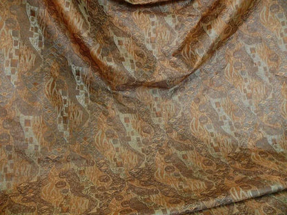 Bty Klimt 100% Silk Lampas! Art Deco 440 Cloudy Green Bronze Brown MSRP USD 275/y