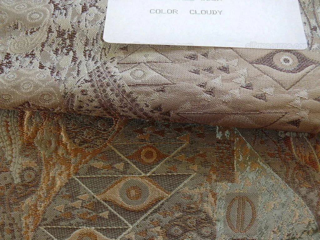 Bty Klimt 100% Silk Lampas! Art Deco 440 Cloudy Green Bronze Brown MSRP USD 275/y