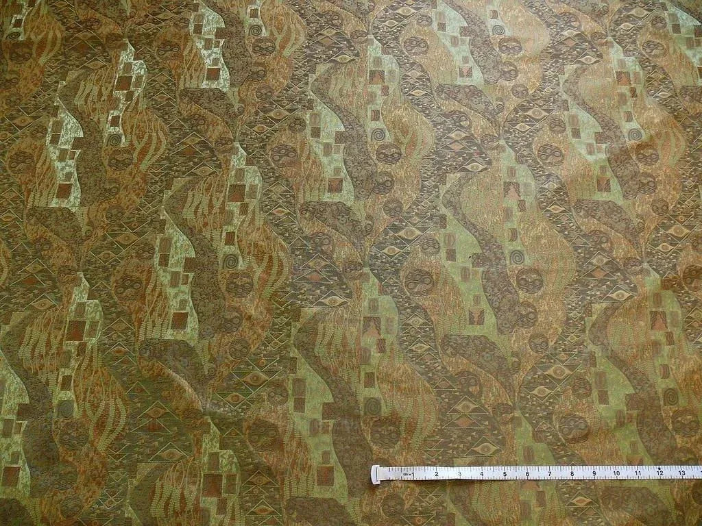 Bty Klimt 100% Silk Lampas! Art Deco 440 "river" Green Bronze Brown MSRP USD 275/y