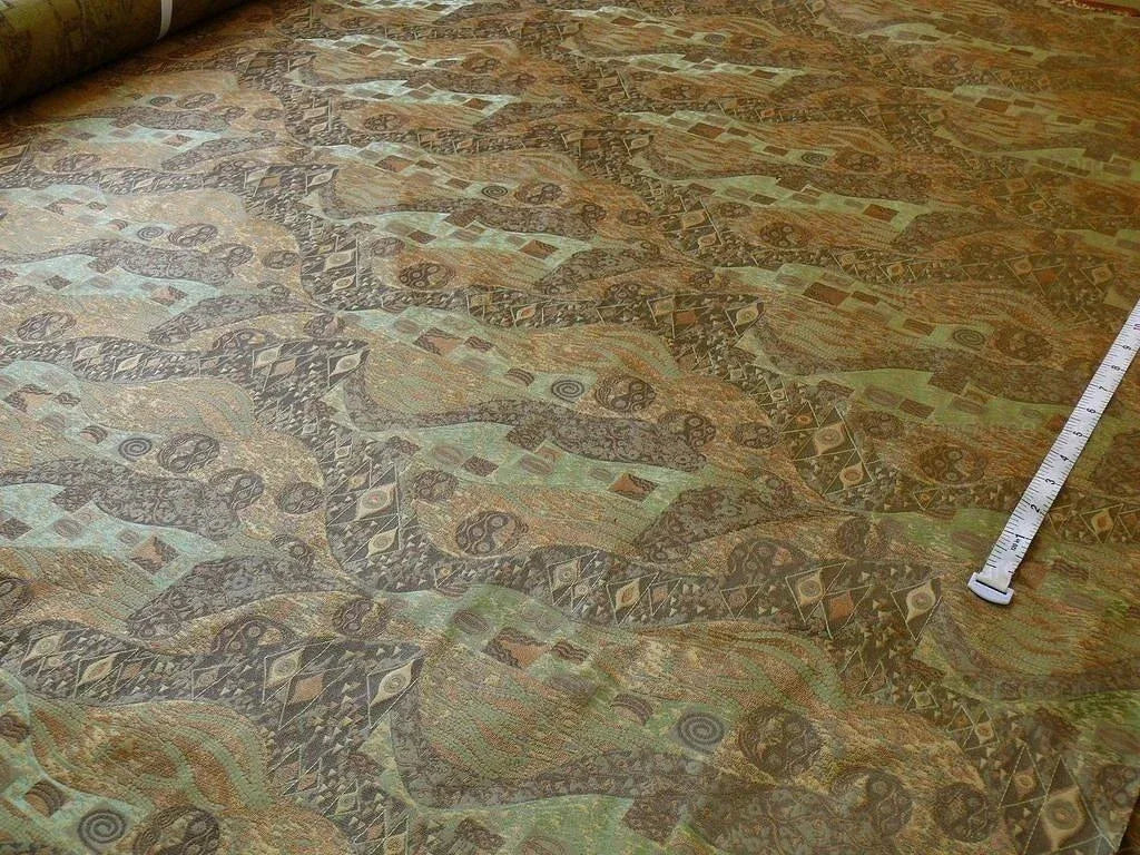 Bty Klimt 100% Silk Lampas! Art Deco 440 "river" Green Bronze Brown MSRP USD 275/y