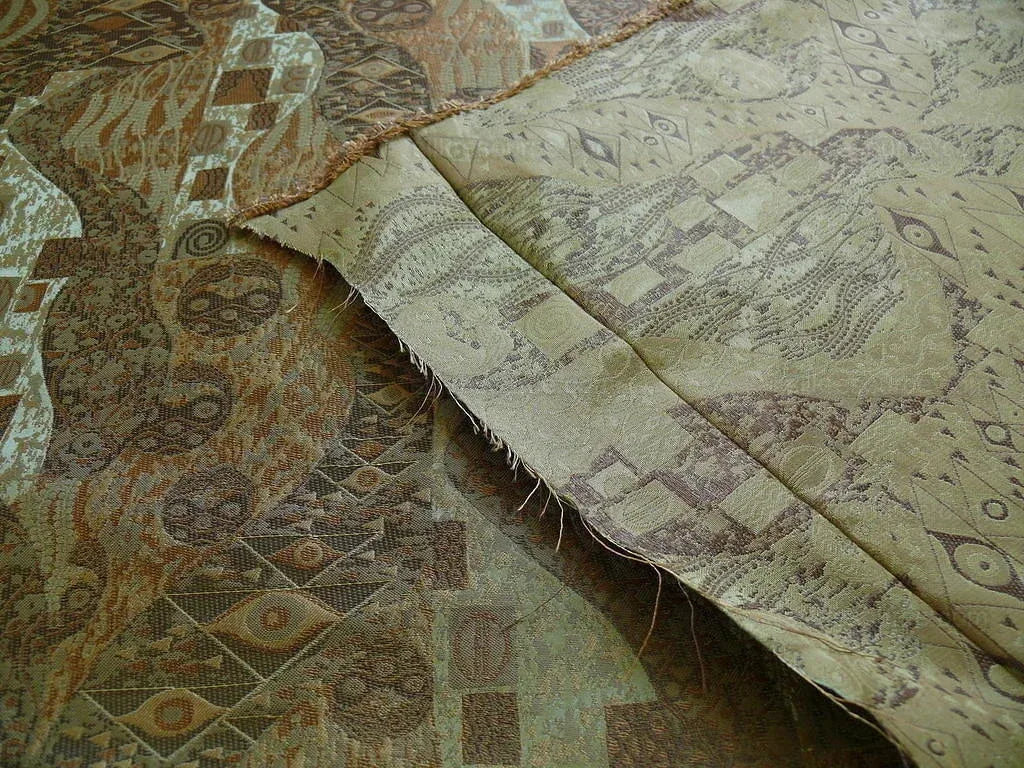 Bty Klimt 100% Silk Lampas! Art Deco 440 "river" Green Bronze Brown MSRP USD 275/y