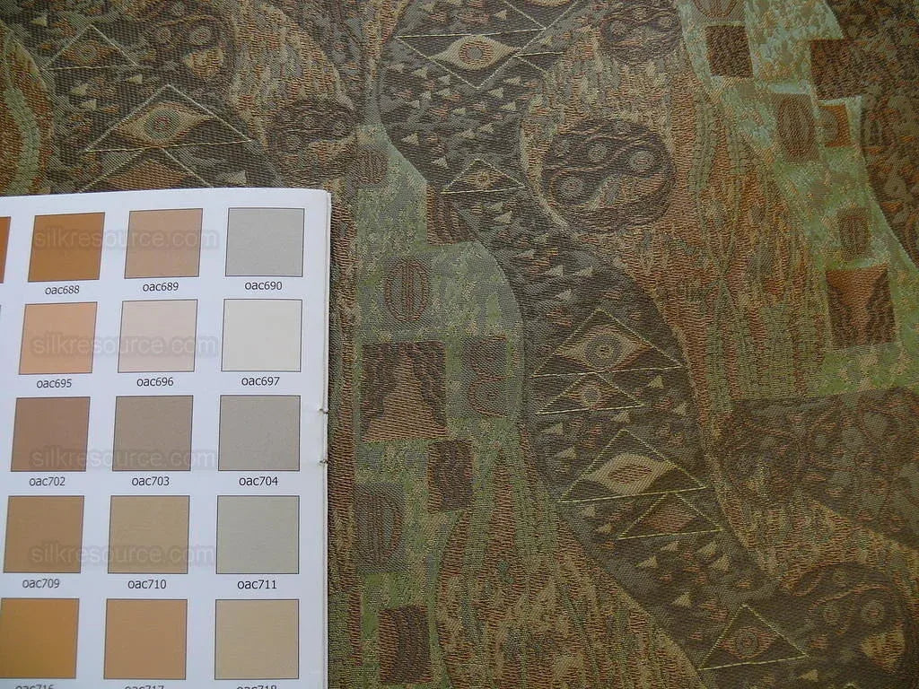 Bty Klimt 100% Silk Lampas! Art Deco 440 "river" Green Bronze Brown MSRP USD 275/y