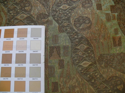 Bty Klimt 100% Silk Lampas! Art Deco 440 "river" Green Bronze Brown MSRP USD 275/y