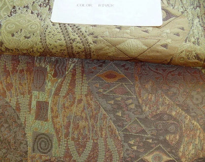 Bty Klimt 100% Silk Lampas! Art Deco 440 "river" Green Bronze Brown MSRP USD 275/y