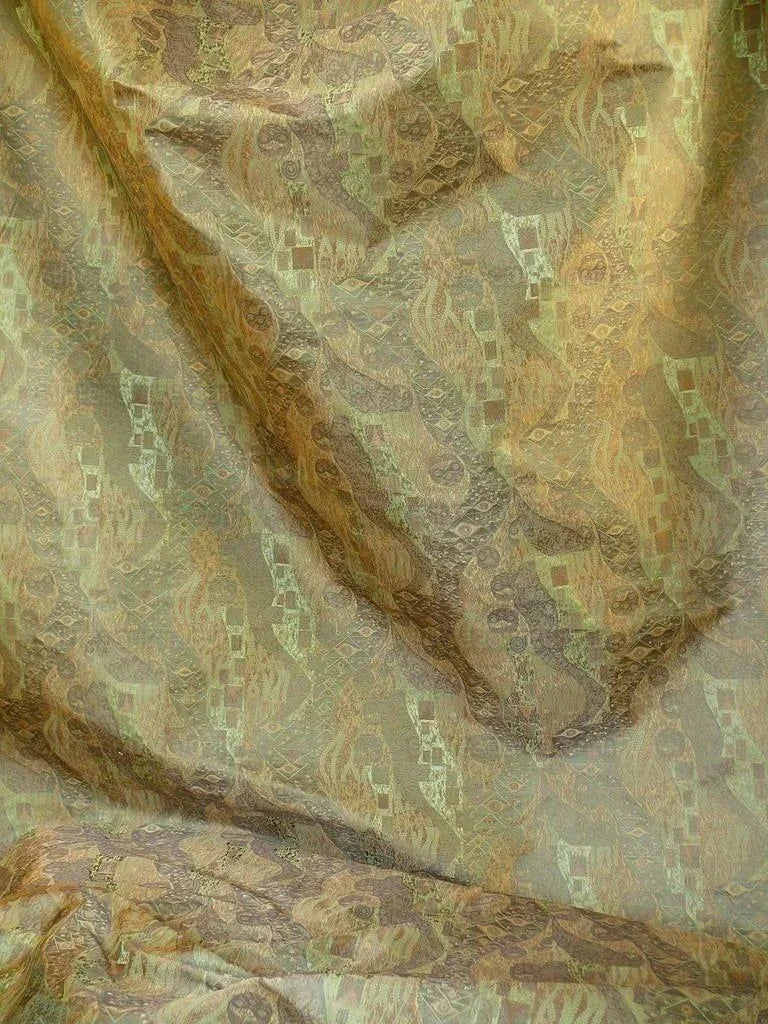 Bty Klimt 100% Silk Lampas! Art Deco 440 "river" Green Bronze Brown MSRP USD 275/y