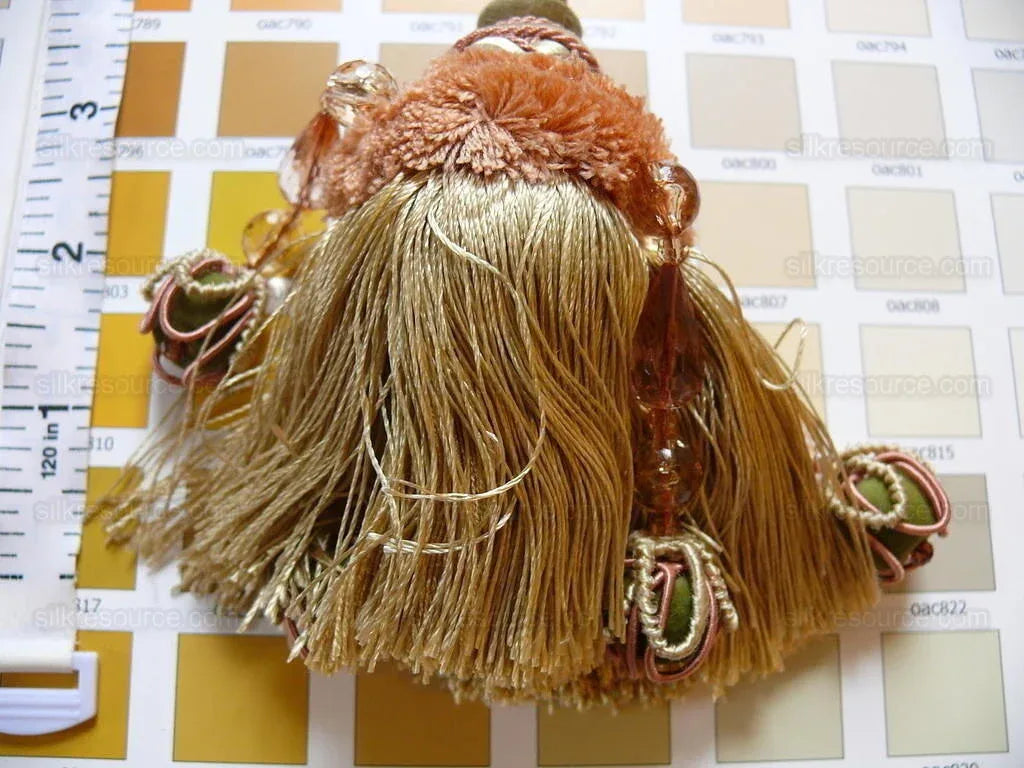 Kravet Couture Key Tassel W/beads Peche Pink Gold MSRP USD 165!