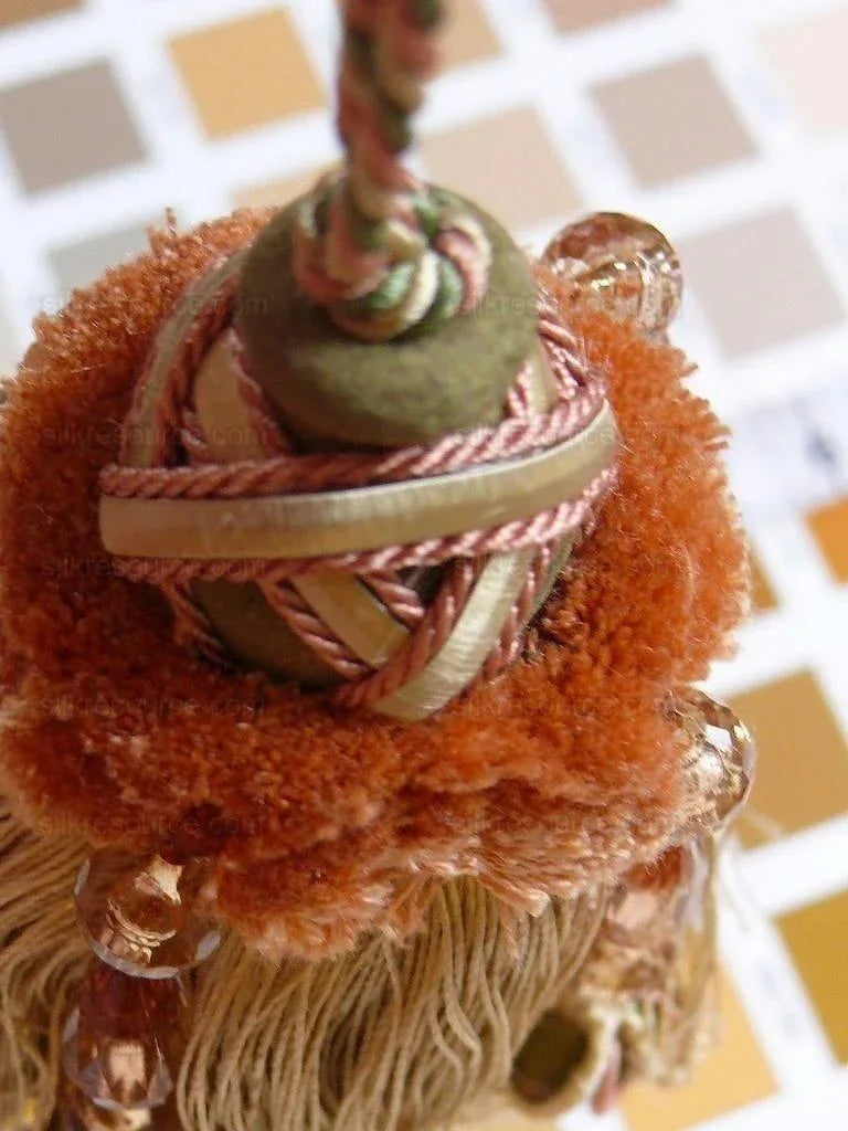 Kravet Couture Key Tassel W/beads Peche Pink Gold MSRP USD 165!