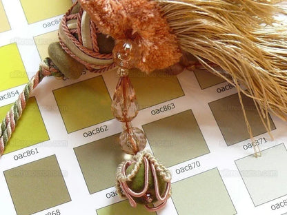 Kravet Couture Key Tassel W/beads Peche Pink Gold MSRP USD 165!