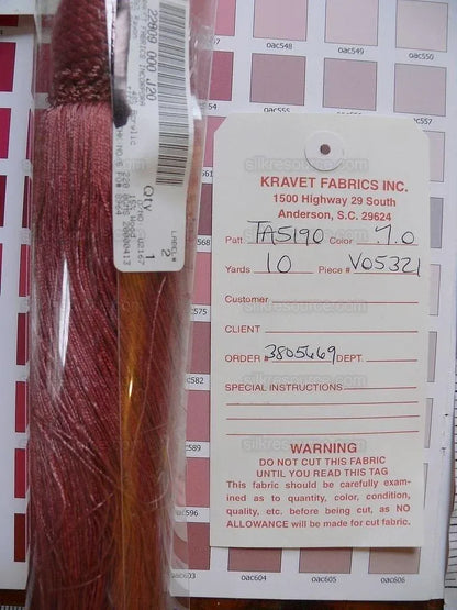 Kravet Single Tassel Tie Back Coral Pink Rose Red MSRP USD 99!