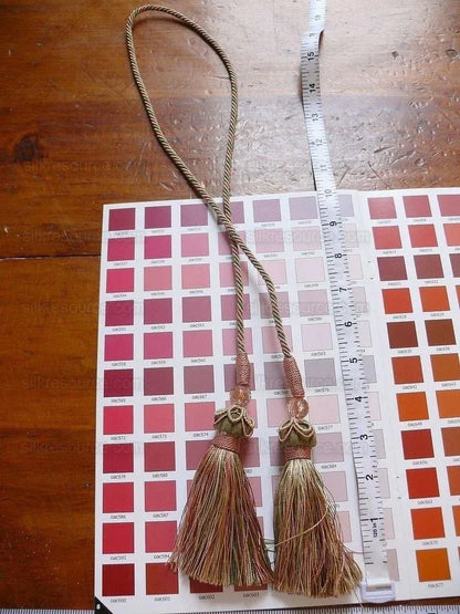 Kravet Couture Chair Tie W/t Beads Peche Coral Pink Green MSRP USD 45