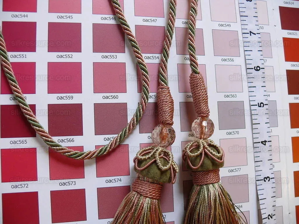 Kravet Couture Chair Tie W/t Beads Peche Coral Pink Green MSRP USD 45