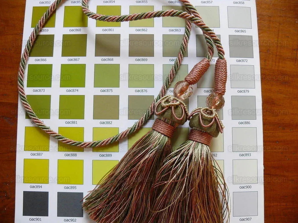 Kravet Couture Chair Tie W/t Beads Peche Coral Pink Green MSRP USD 45