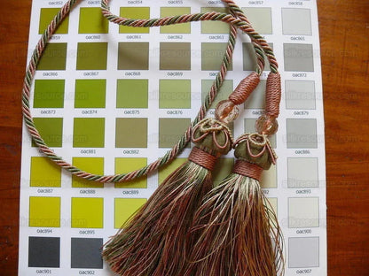 Kravet Couture Chair Tie W/t Beads Peche Coral Pink Green MSRP USD 45