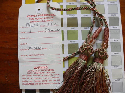 Kravet Couture Chair Tie W/t Beads Peche Coral Pink Green MSRP USD 45