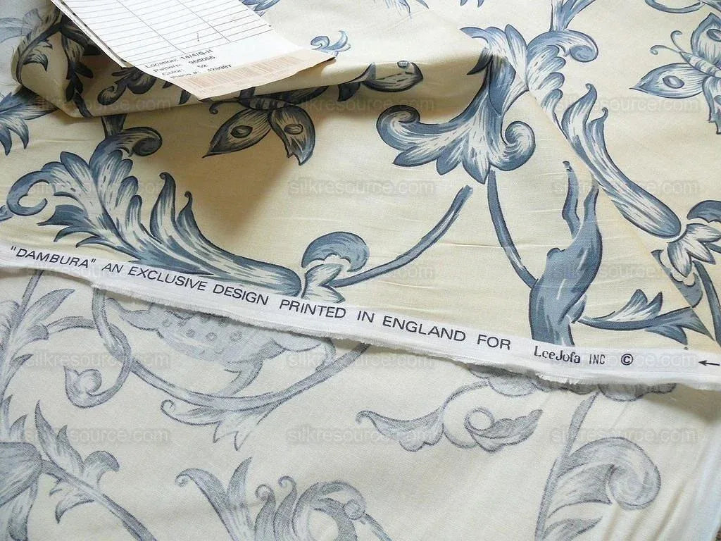 Bty Lee Jofa Dambura Print Monkey Griffin Indigo Deeper Blue Deer Music Toile Cotton Chintz