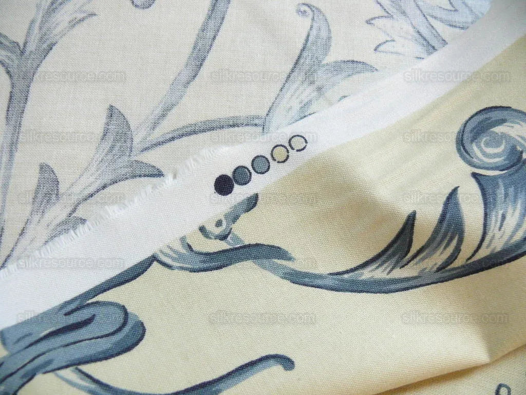 Bty Lee Jofa Dambura Print Monkey Griffin Indigo Deeper Blue Deer Music Toile Cotton Chintz