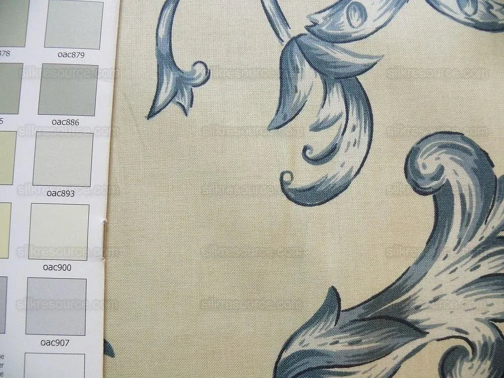 Bty Lee Jofa Dambura Print Monkey Griffin Indigo Deeper Blue Deer Music Toile Cotton Chintz