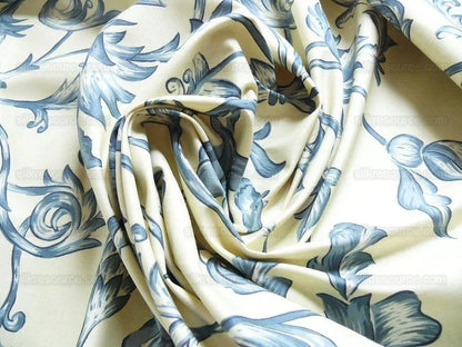 Bty Lee Jofa Dambura Print Monkey Griffin Indigo Deeper Blue Deer Music Toile Cotton Chintz