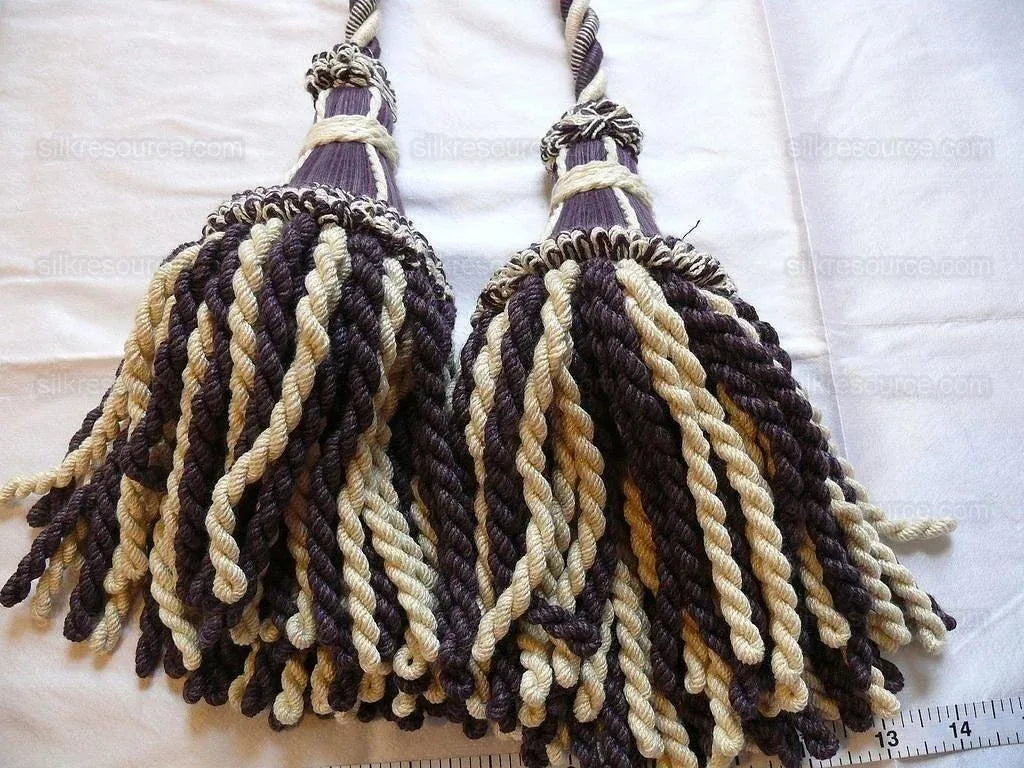 Lee Jofa Cantal Tieback Tassel Tieback-double Lilac Deep Purple Beige Wool Cotton MSRP USD 270