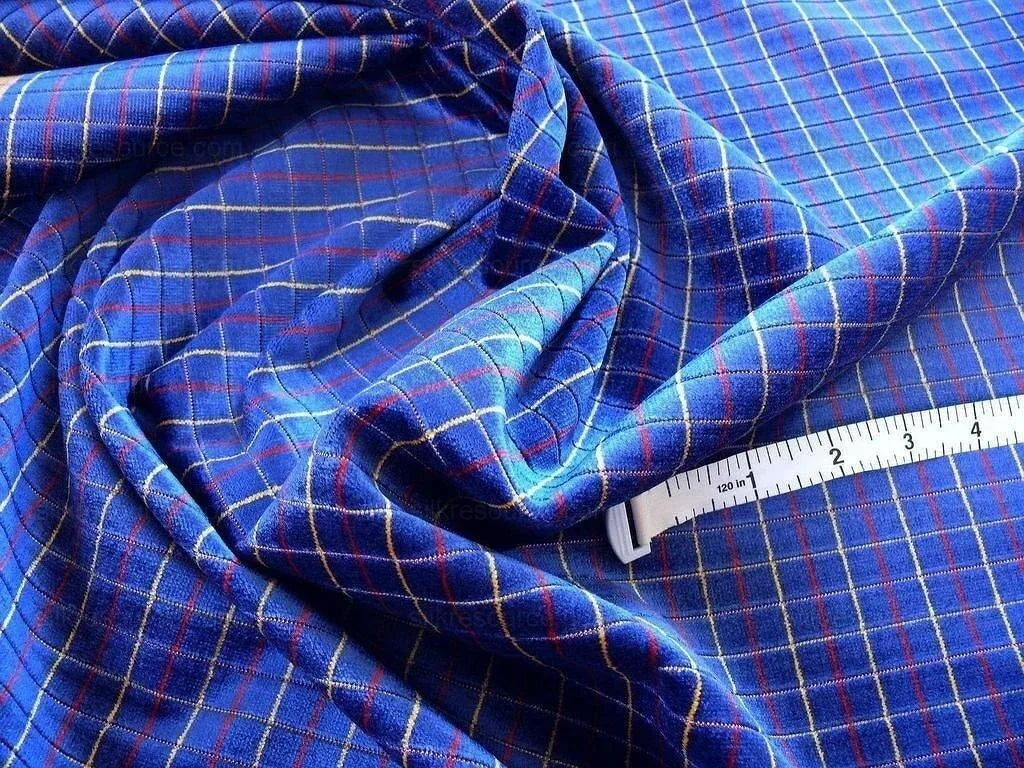 Lee Jofa Figaro Velvet Check Cadet Blue Check Bty