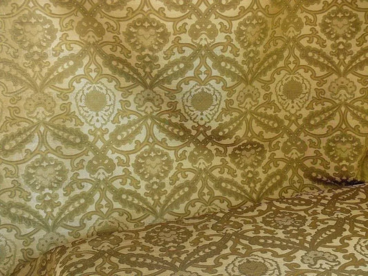 LEE JOFA CRESCENT SILK DAMASK LODEN GREEN ASIAN MEDALLION BTY