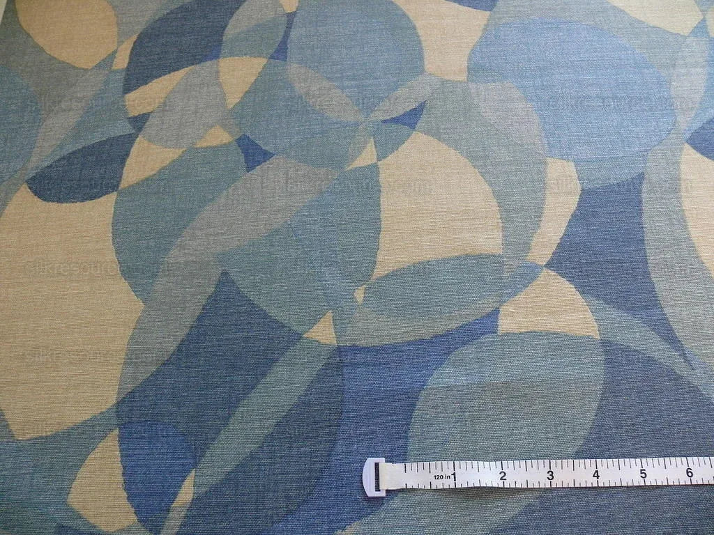 Lee Jofa/groundworks 8.25yd Dunlap Print Ocean Blue Linen