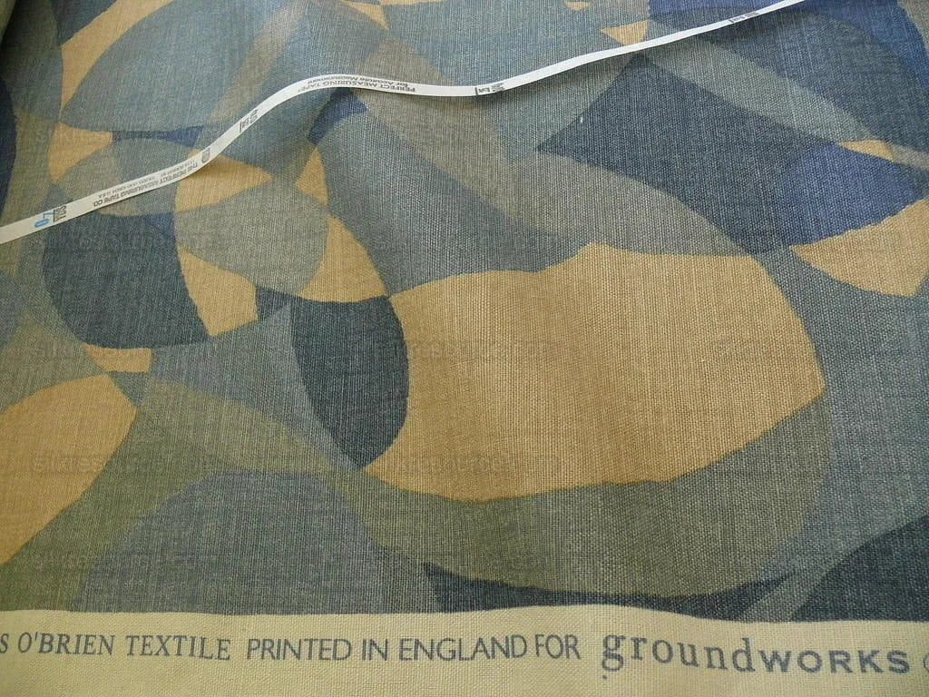 Lee Jofa/groundworks 8.25yd Dunlap Print Ocean Blue Linen
