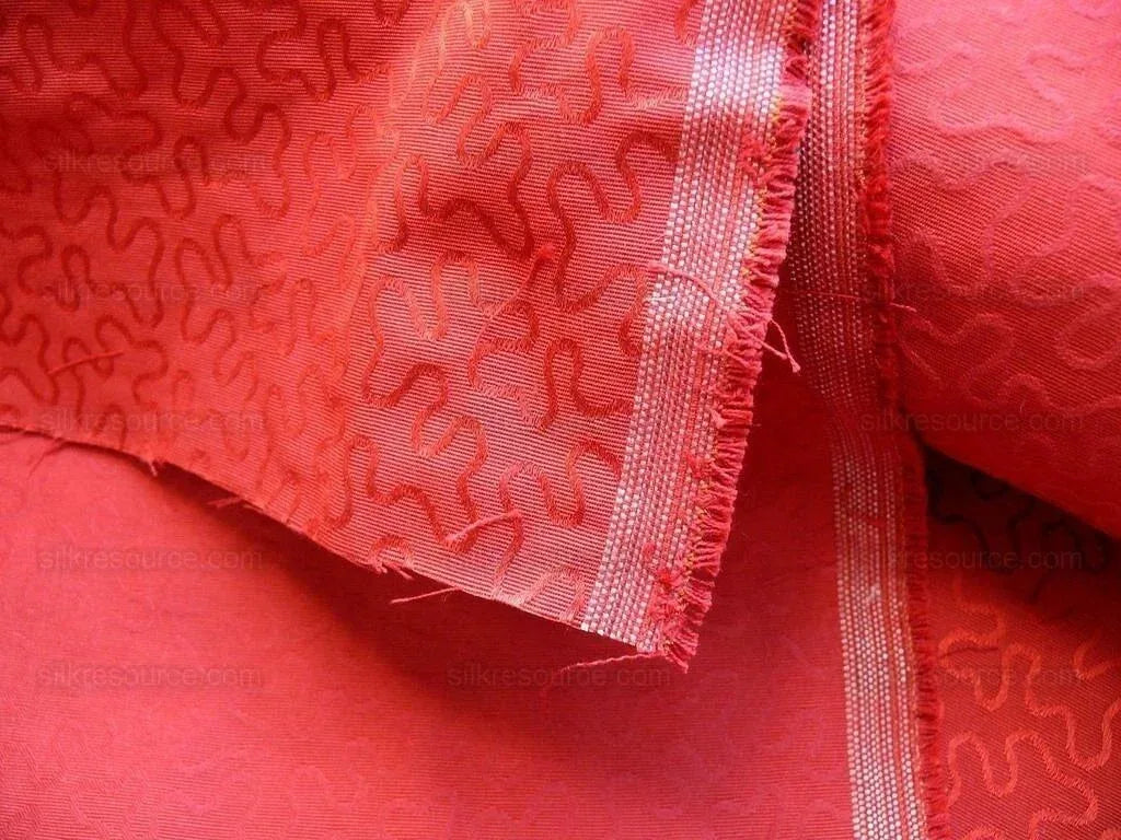 Lee Jofa Vermicelli Weave Garnet Red Doodle Silk Cotton Bty MSRP USD 224/Y