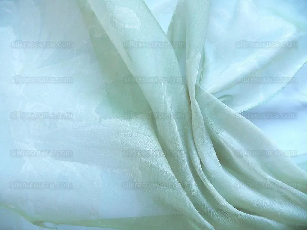 8.9y Lee Jofa Silk Organza Sheer Tropical Plant Foliage Willow