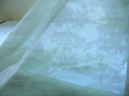 8.9y Lee Jofa Silk Organza Sheer Tropical Plant Foliage Willow