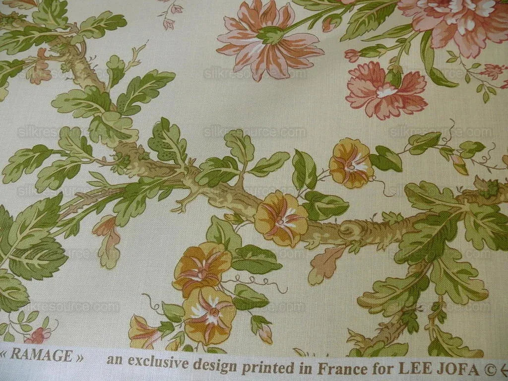 Lee Jofa Ramage Print Champagne Linen Chintz Tree Of Life MSRP USD 176/y