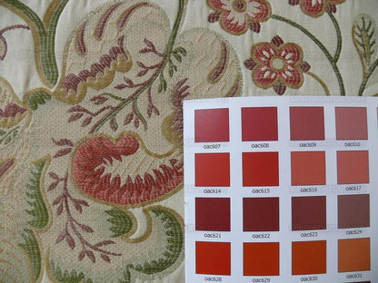 Lee Jofa Bramshill Lampas Antique Off White Red Green Jacobean Tree Of Life Cotton Viscose  MSRP USD 276/Y