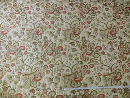 Lee Jofa Bramshill Lampas Antique Off White Red Green Jacobean Tree Of Life Cotton Viscose  MSRP USD 276/Y