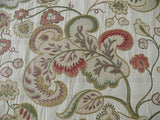 Lee Jofa Bramshill Lampas Antique Off White Red Green Jacobean Tree Of Life Cotton Viscose  MSRP USD 276/Y