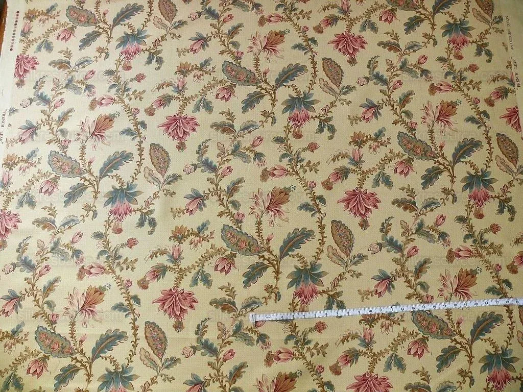 Lee Jofa "french Leaf" Linen Print Tan Sand Bty MSRP USD 136/Y!