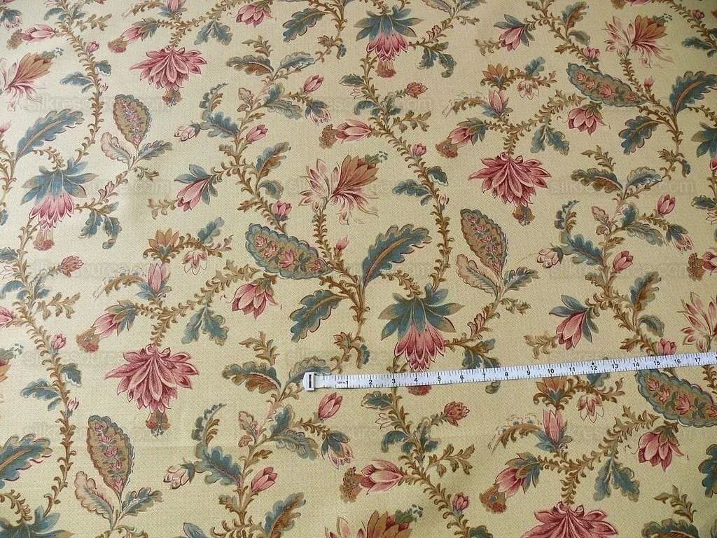 Lee Jofa "french Leaf" Linen Print Tan Sand Bty MSRP USD 136/Y!