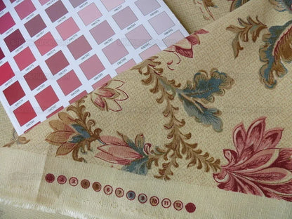 Lee Jofa "french Leaf" Linen Print Tan Sand Bty MSRP USD 136/Y!