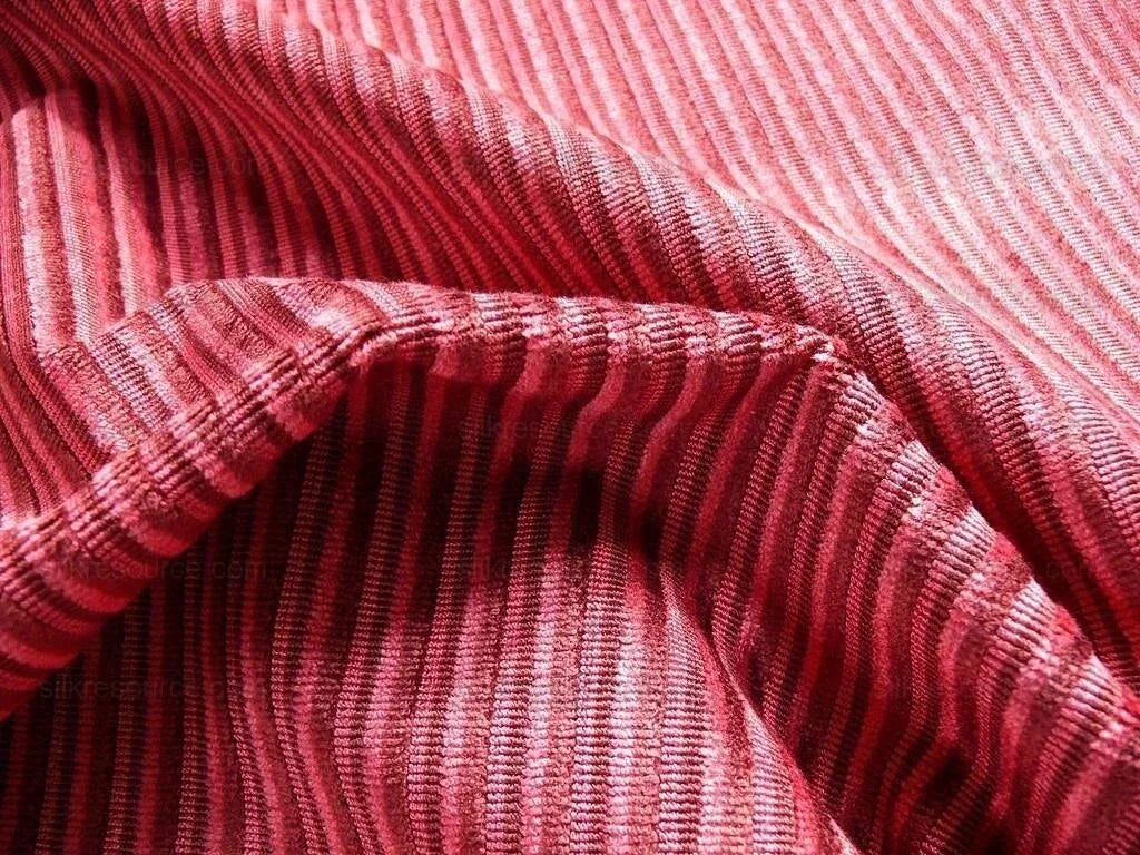 5.6y Kravet Couture Velvet Medfield Stripe Merlot Red