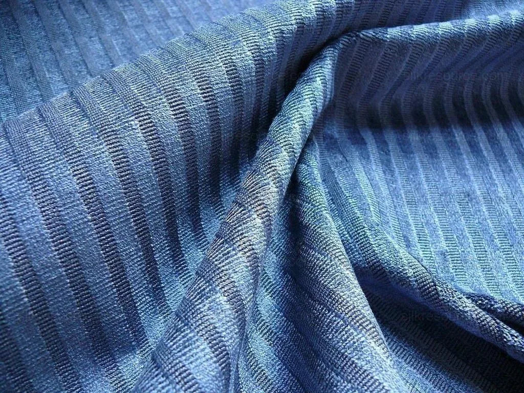 1.9y Kravet Couture Velvet Medfield Stripe Sapphire Blue