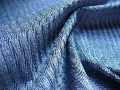 1.9y Kravet Couture Velvet Medfield Stripe Sapphire Blue