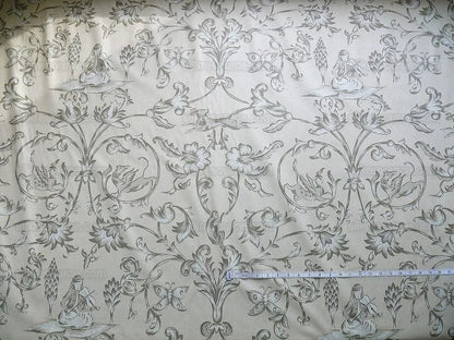 Lee Jofa Dambura Print Monkey Griffin Sandstone Grey Deer Music Toile Cotton Chintz