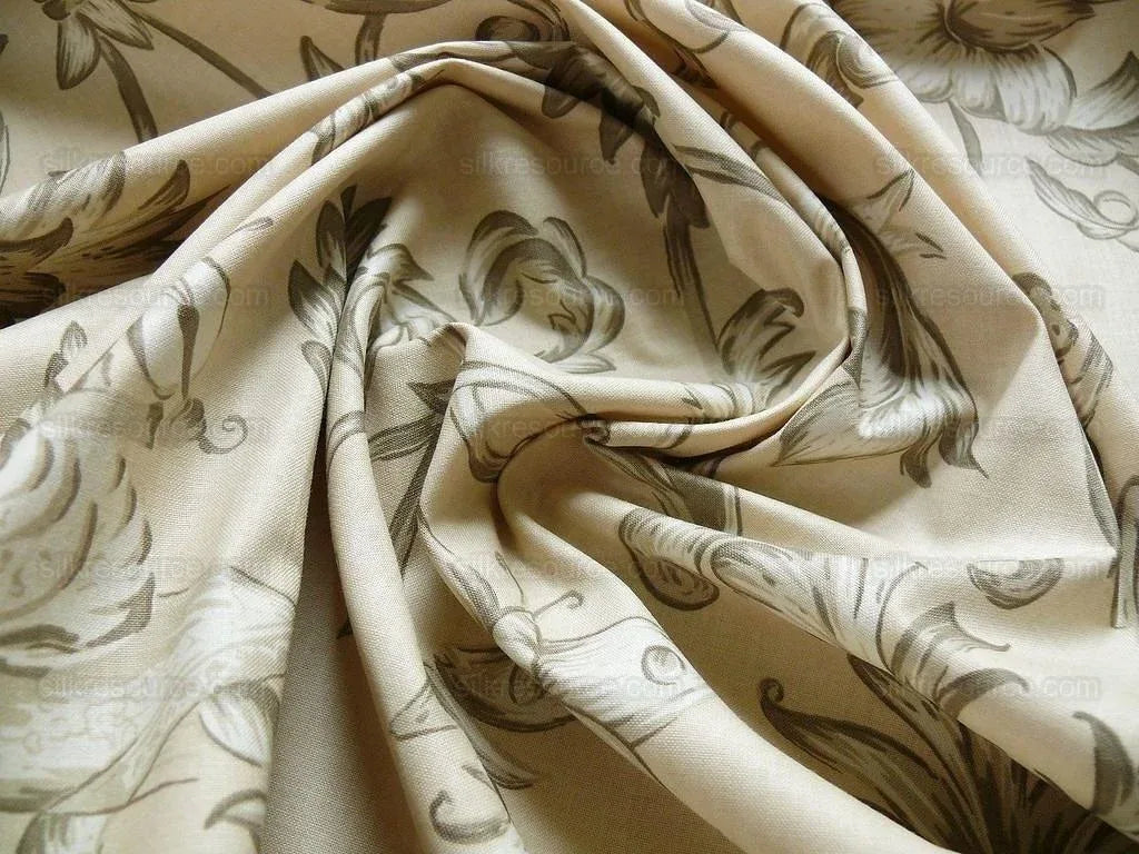 Lee Jofa Dambura Print Monkey Griffin Sandstone Grey Deer Music Toile Cotton Chintz