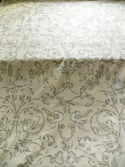 Lee Jofa Dambura Print Monkey Griffin Sandstone Grey Deer Music Toile Cotton Chintz
