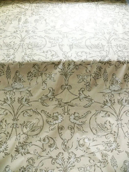 Lee Jofa Dambura Print Monkey Griffin Sandstone Grey Deer Music Toile Cotton Chintz