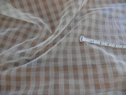Lee Jofa Silk Organza Sheer Metropolitan Sheer Plaid White Ivory