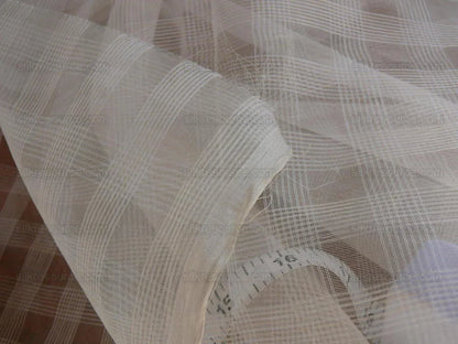 Lee Jofa Silk Organza Sheer Metropolitan Sheer Plaid White Ivory