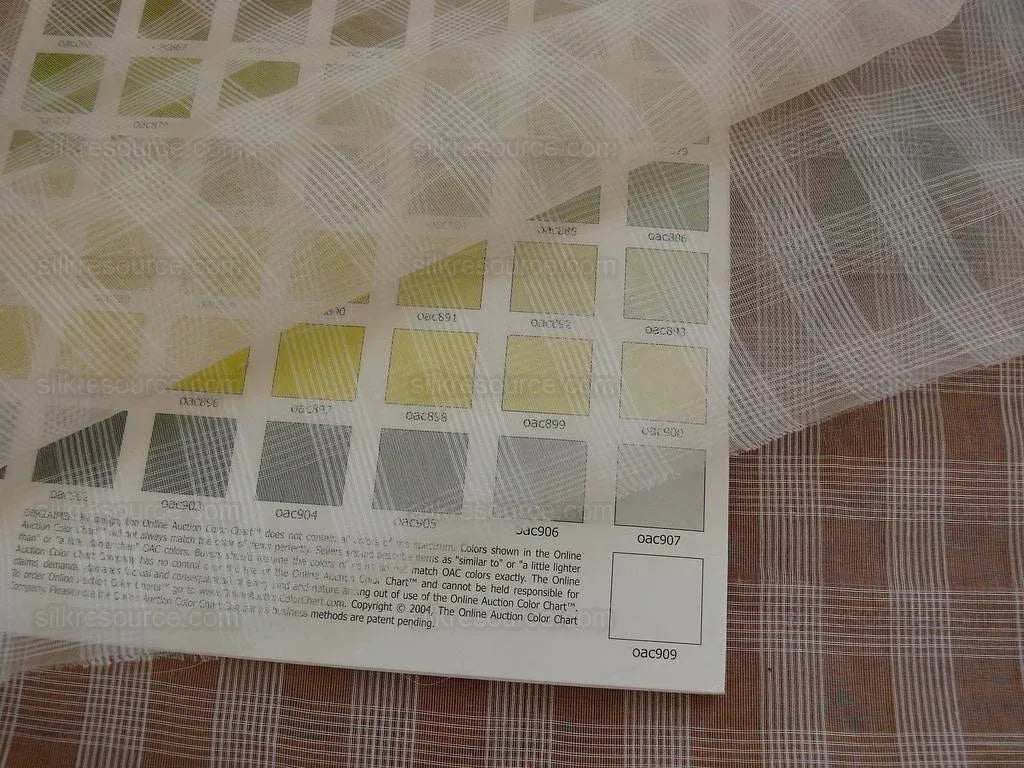 Lee Jofa Silk Organza Sheer Metropolitan Sheer Plaid White Ivory