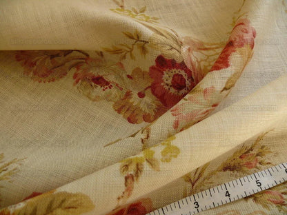 By yard Lee Jofa Weston Linen English Chintz Rose Print Red Pink Climbing Rose Tree MSRP USD 168/Y